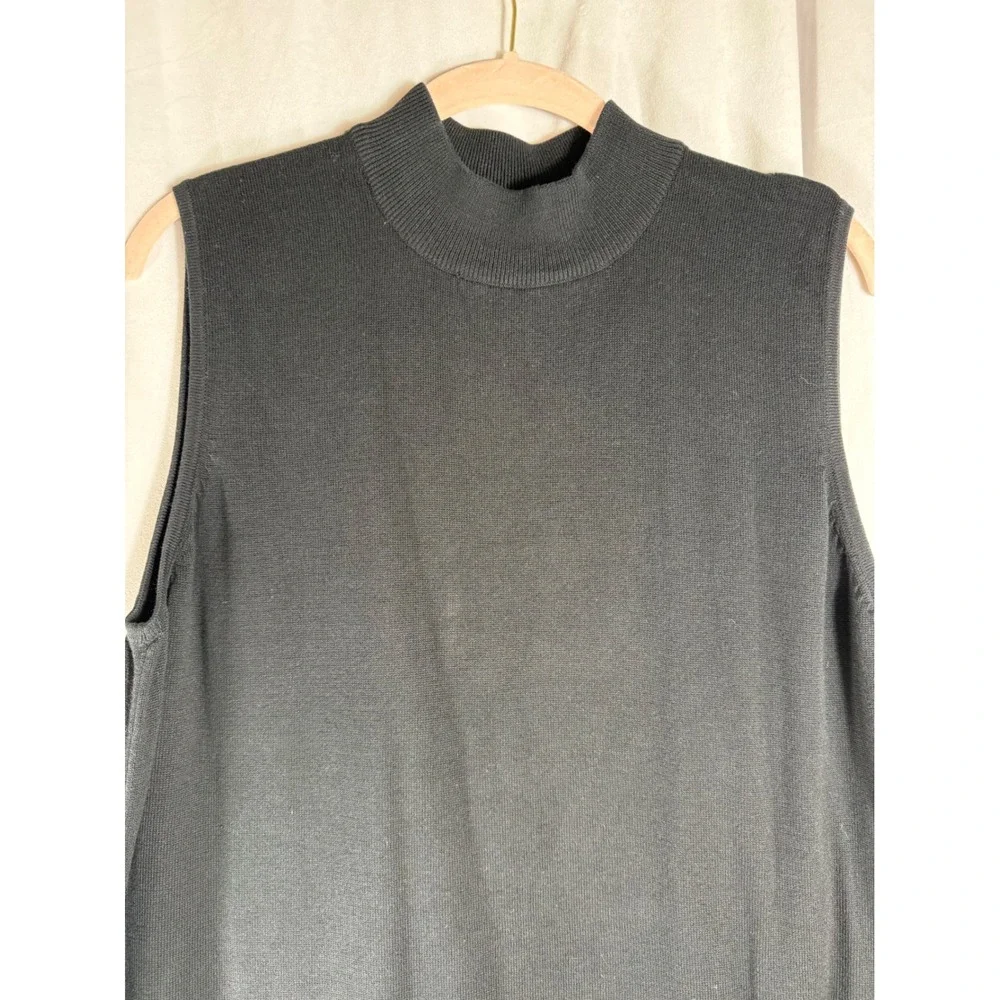 Metrostyle Womens Black Mock Neck Sleeveless‎ Cotton Knit Shell Top XL 03-3251-0
